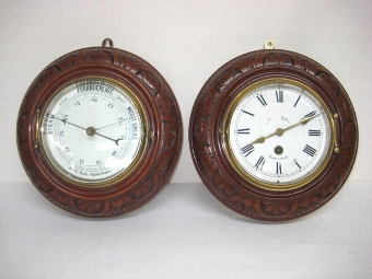 Pair of Barometer and Clock Wall Pieces