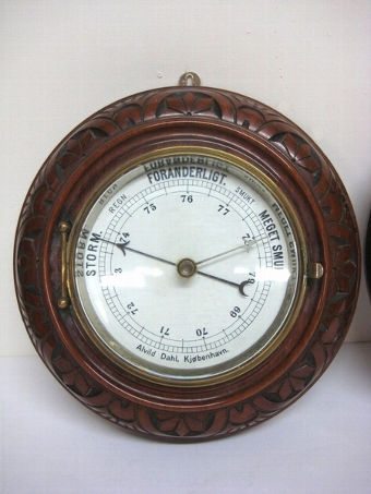 Antique Pair of Barometer and Clock Wall Pieces