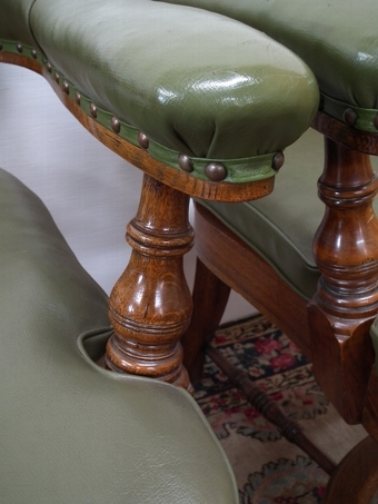 Antique Pair of Scottish Oak Library Armchairs