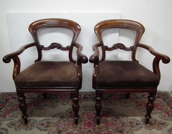 Pair of Mid Victorian Mahogany Armchairs