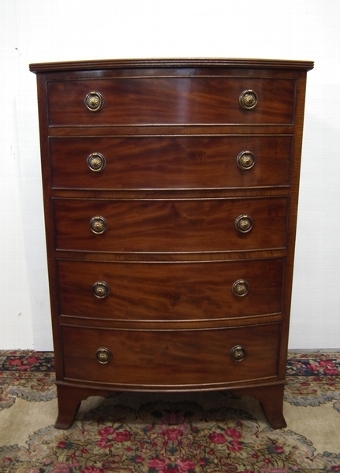 Antique George III Style Bow Front Chest of Drawers