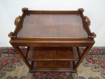 Antique Walnut 3 Tier Serving Trolley