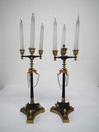 Pair of Louis XVI Style Gilt Bronze Candelabra