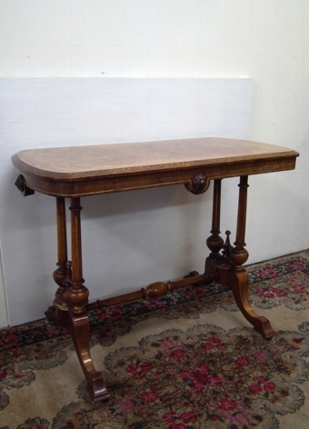 Mid Victorian Burr Walnut Library Occasional Table