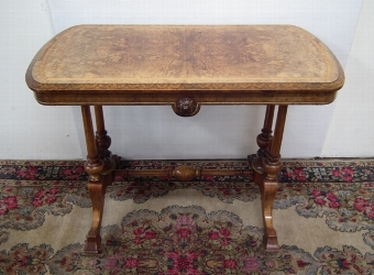 Antique Mid Victorian Burr Walnut Library Occasional Table