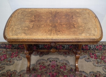 Antique Mid Victorian Burr Walnut Library Occasional Table