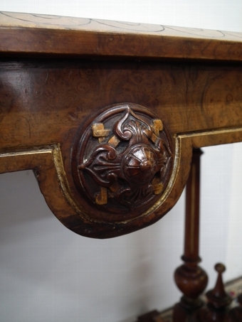 Antique Mid Victorian Burr Walnut Library Occasional Table