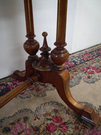 Antique Mid Victorian Burr Walnut Library Occasional Table