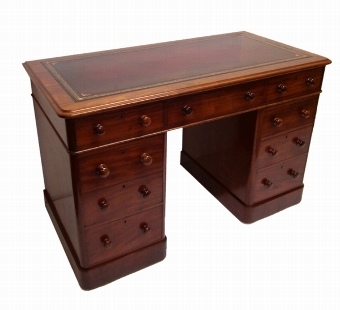 Mid Victorian Mahogany Pedestal Desk