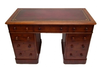 Antique Mid Victorian Mahogany Pedestal Desk