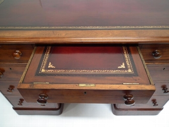 Antique Mid Victorian Mahogany Pedestal Desk
