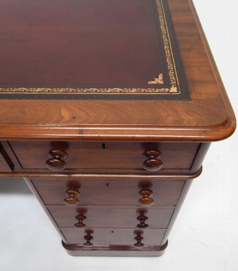 Antique Mid Victorian Mahogany Pedestal Desk
