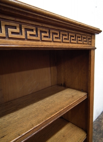 Antique Neo Classical Style Oak Open Bookcase