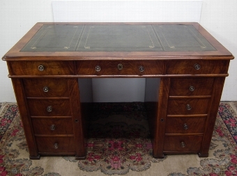 Mid Victorian Walnut Pedestal Desk