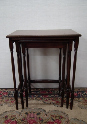 Antique Nest of 3 Sheraton Style Mahogany Occasional Tables