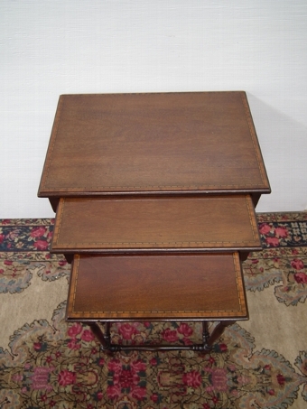 Antique Nest of 3 Sheraton Style Mahogany Occasional Tables