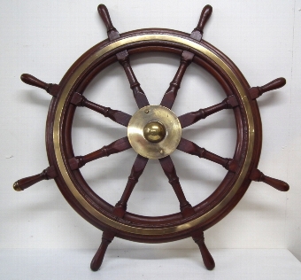 Teak and Brass Ships Wheel 