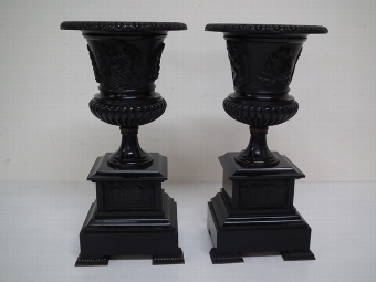 Pair of Brass and Marble Urns