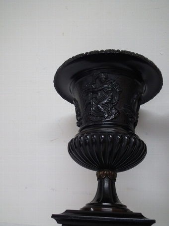 Antique Pair of Brass and Marble Urns