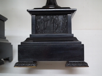 Antique Pair of Brass and Marble Urns