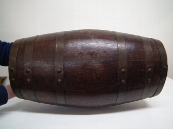 Antique Oak Staved and Copper Bound Barrel