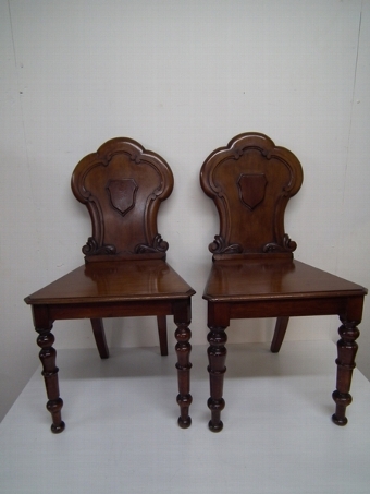 Pair of Early Victorian Mahogany Hall Chairs