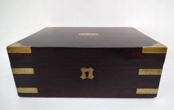 Antique George IV Rosewood and Brass Bound Jewellery Box
