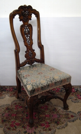 Antique :SALE: Set of 6 Exhibition Quality Carved Walnut Dining Chairs