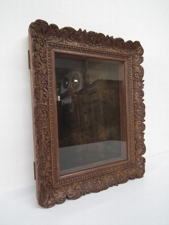 Carved Oak Box Frame Wall Cabinet