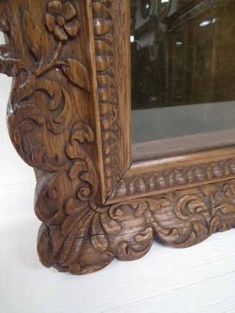 Antique Carved Oak Box Frame Wall Cabinet