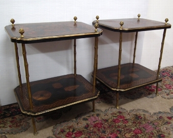 Pair of Brass and Chinoiserie Occasional Tables