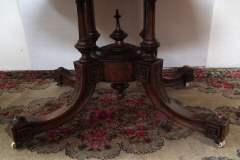 Antique Mid Victorian Burr Walnut Inlaid Oval Breakfast Table