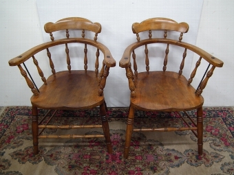 Pair of Beech Captain's/Kitchen Chairs