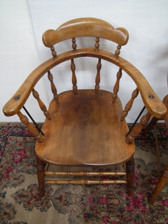 Antique Pair of Beech Captain's/Kitchen Chairs