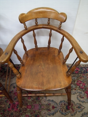 Antique Pair of Beech Captain's/Kitchen Chairs