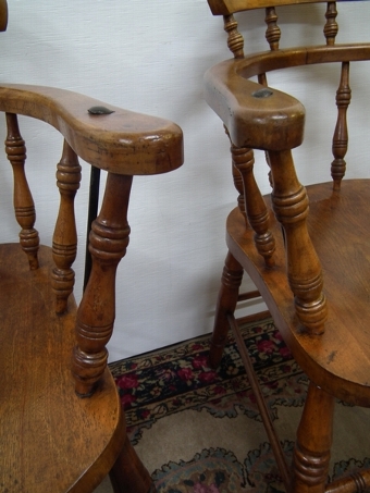 Antique Pair of Beech Captain's/Kitchen Chairs