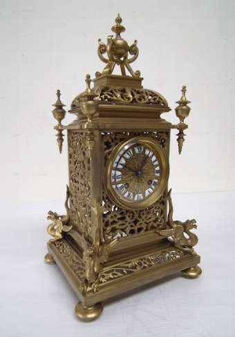 Victorian Cast Brass Mantel Clock