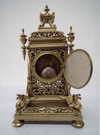 Antique Victorian Cast Brass Mantel Clock