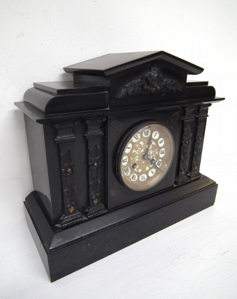 Victorian Polished Slate Mantel Clock
