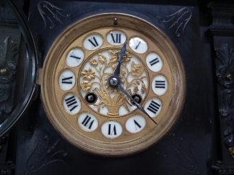 Antique Victorian Polished Slate Mantel Clock