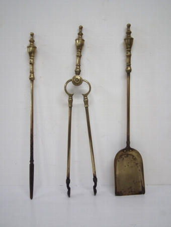 Set of 3 Victorian Cast Brass Fire Irons