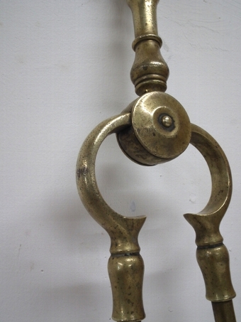 Antique Set of 3 Victorian Cast Brass Fire Irons