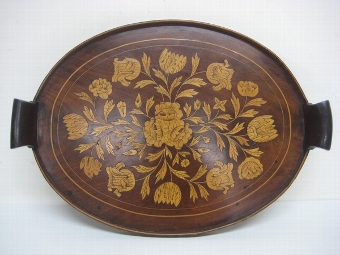 Dutch Marquetry Oval Inlaid Tray