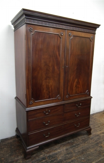 George III Mahogany Linen Press