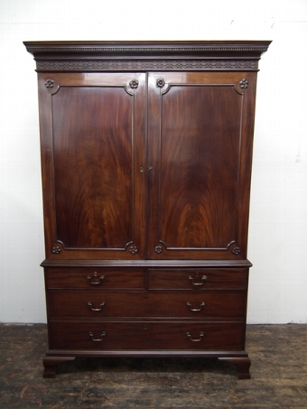 Antique George III Mahogany Linen Press