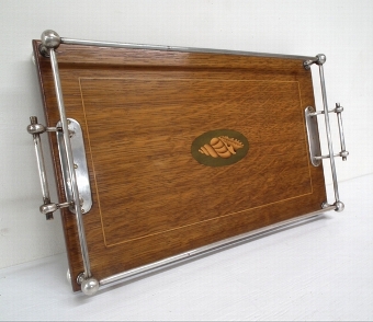 Nautical Inlaid Oak Rectangular Tray
