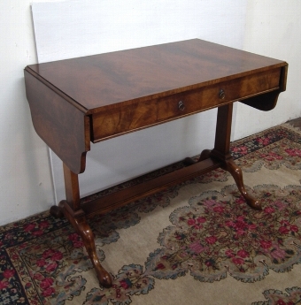 George III Style Unusual Flamed Walnut Sofa Table