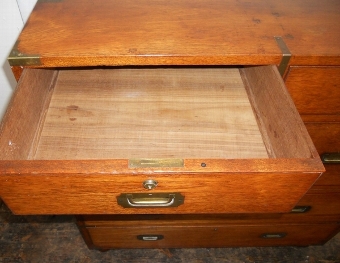 Antique Two Part Teak and Brass Bound Military Chest