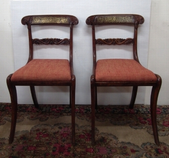Pair of Regency Brass Inlaid Chairs