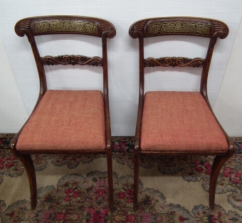 Antique Pair of Regency Brass Inlaid Chairs